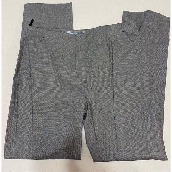 New 28 x 25 Womens Designer Prada Milano Pants 38 2 Crop Gray Black White Slacks - Picture 11 of 11